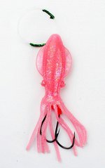 Каракатица оснащённая JpFishing Matte Squid 4.0&quot; (USA, UV, Glow, pink, J04)