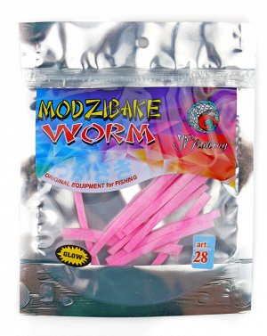 Силикон насадочный Modzibake WORM (10шт, 7см, розовые блестки, светонакопительный 28)