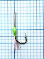 Крючок-муха на зубаря, навагу JpFishing Kirby Whisk №8 silver (1шт, green/L.pink UV Glow)