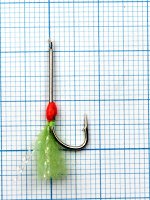 Крючок-муха на зубаря, навагу JpFishing Kirby Whisk-2 №8 silver (1шт, red/green UV)
