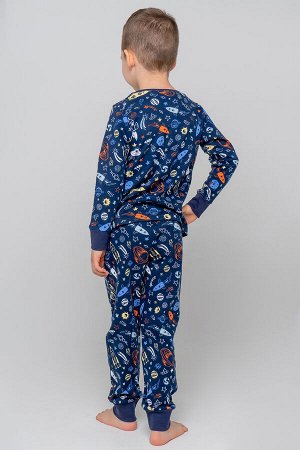 Пижама для мальчика Crockid К 1552 космические ракеты на глубоком синем