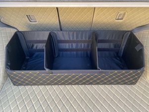 Органайзер XL Большой Эко Кожа в багажник авто Черный с бежевой строчкой Akuma