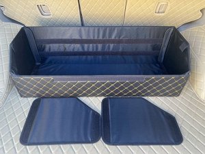Органайзер XL Большой Эко Кожа в багажник авто Черный с бежевой строчкой Akuma