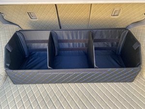 Органайзер XL Большой Эко Кожа в багажник авто Черный с синей строчкой Akuma