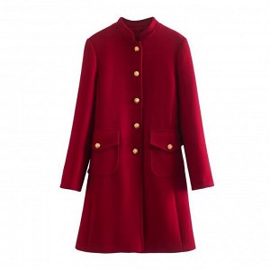 Пальто женское, цвет бордовый