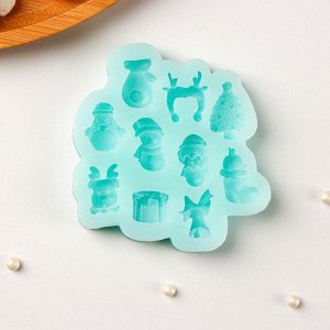 Силиконовый молд «Микс фигурок», 8x8 см, бирюзовый