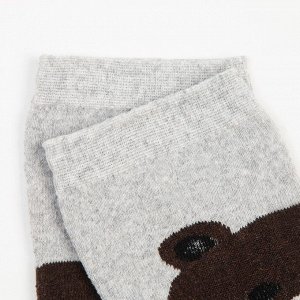 Носки женские махровые «Медвежонок», цвет коричневый, размер 23-25