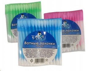 PINGY Ватные палочки 1 уп. (90шт) х/б, пластик п/э пакет / 360шт / 35660-12 / 329448