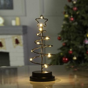 Светодиодная фигура «Ёлка чёрная» 12x25x12 см, металл, батарейки АААх3 (не в комплекте), свечение тёплое белое