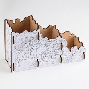 Органайзер-раскраска новогодний для канцтоваров «Зимние забавы», 23x9x14 см