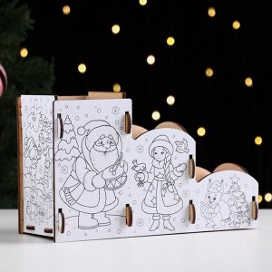 Органайзер-раскраска новогодний для канцтоваров "Дед Мороз и Снегурочка", 23x9x14 см.