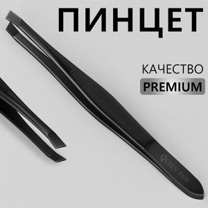 Пинцет «Premium» скошенный, узкий, 9 x 0,6 см, на блистере, цвет чёрный