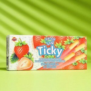 Бисквитные палочки Ticky покрытые кремом из легкого клубничного йогурта, 20 г