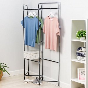 Стойка - вешалка для одежды Доляна, напольная, 2 перекладины, 160*45*169 см, цвет чёрный