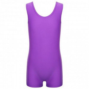 Купальник гимнастический без рукавов, с шортами, лайкра, цвет фиолетовый