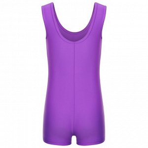 Купальник гимнастический без рукавов, с шортами, лайкра, цвет фиолетовый