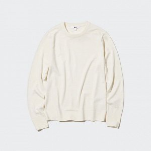 UNIQLO - тонкий свитер из мериноса Extra Fine - 01 OFF WHITE