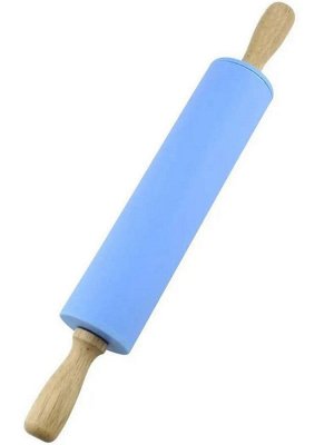 Силиконовая скалка с крутящимися ручками, 43 см/Скалка для теста/скалка с силиконовым покрытием с деревянными ручками