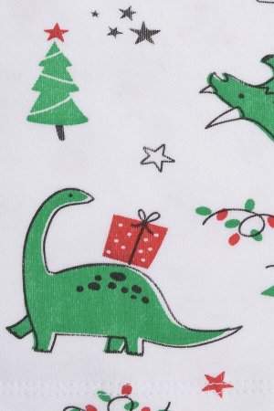 Пижама детская Crockid К 1550 новогодние динозавры на белом