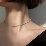 Цепочка-Чокер на шею  с покрытием стерлингового серебра 35+5 см