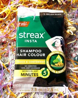 Краска-шампунь для волос, 5  мин. Черный , STREAX INSTA SHAMPOO HAIR COLOUR