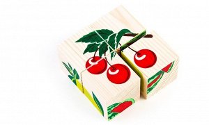 Кубики деревянные 4 эл Фрукты-ягоды