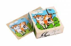 Кубики деревянные Домашние животные 9 эл