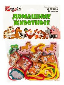 Анданте Деревянная шнуровка-бусы Домашние животные 16 эл (Д002)