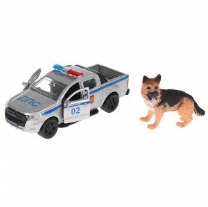 Технопарк. "Ford Ranger" Пикап 12 см+собака 4,5 см, дв., баг.инерц арт.SB-18-09-FR-P+DOG-WB