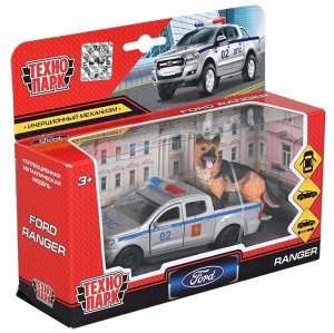 Технопарк. "Ford Ranger" Пикап 12 см+собака 4,5 см, дв., баг.инерц арт.SB-18-09-FR-P+DOG-WB