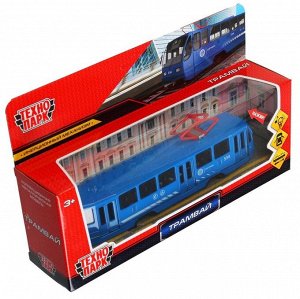 Технопарк. Трамвай свет-звук 18,5 см, двери, инерц, синий, арт.TRAM71403-18SL-BU