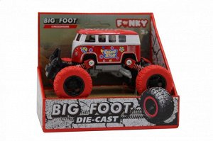 Машина пластиковая FUNKY TOYS FT61076 Автобус die-cast, инерционный, красный, 1:46