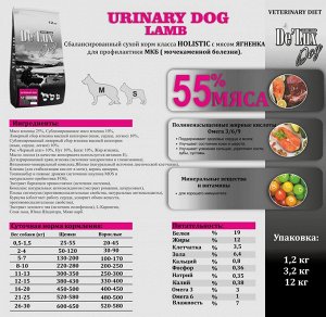 VET A`DOG URINARY LAMB HOLISTIC Профилактика МКБ взрослым собакам всех пород, ягненок, 1.2 кг