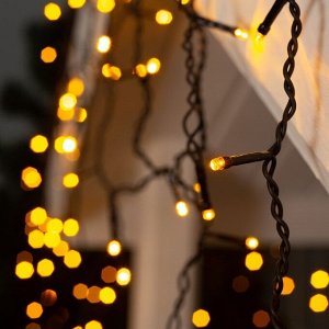 УЦЕНКА Гирлянда «Бахрома», уличная, 3?0.6 м, УМС, 3 Вт, 160 LED, 220 В, свечение жёлтое