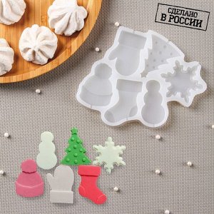 Форма для леденцов «Новогодние леденцы», силикон, 6 ячеек, 15x13 см, прозрачная