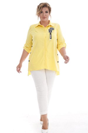Рубашка удлиненная с пуговками по бокам желтая