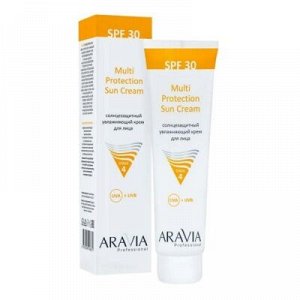 ARAVIA Professional 6341, Солнцезащитный увлаж. крем д/лица Multi Protection Sun Cream SPF 30, 100мл