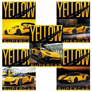 Тетрадь А5 48 листов HATBER скоба, клетка, обложка картон, YELLOWsupercar (5 видов в спайке), 48Т5В1
