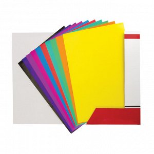Цветная бумага А4 мелованная, 20 листов, 10 цветов, в папке, BRAUBERG, 210х297мм, Моя страна, 129928