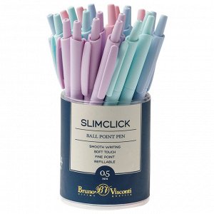 Ручка шариковая автоматическая BRUNO VISCONTI SlimClick Zefir, СИНЯЯ, ассорти, 0,5мм, линия 0,3мм, 20-0229, 1 ШТ.