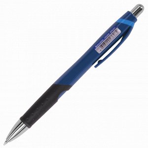 Ручка шариковая автоматическая с грипом BRAUBERG Urban, СИНЯЯ, хромированные детали, 0,7мм, линия 0,35мм, 143260