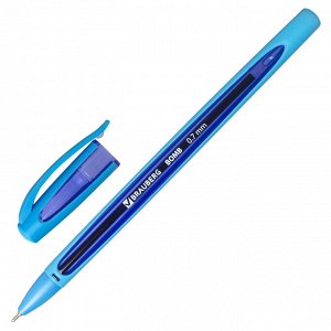 Ручка шариковая масляная BRAUBERG &quot;BOMB GT Color&quot;, СИНЯЯ, прорезиненный корпус ассорти, 0,7мм, 143346