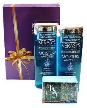 Kerasys/Подарочный набор Керасис Эдванст Увлажнение(шампунь 400мл+кондиц.400мл+мыло MINERAL) фиолетовый