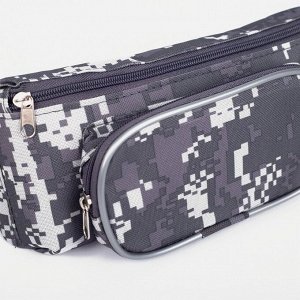 Поясная сумка на молнии, наружный карман, цвет серый/камуфляж