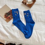Женские носки, подвеска &quot;крестик&quot;, цвет синий