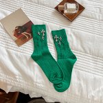 Женские носки, подвеска &quot;крестик&quot;, цвет зеленый