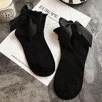 Женские носки, цвет черный + черный бант