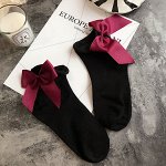 Женские носки, цвет черный + розовый бант