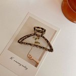 Заколка для волос &quot;крабик&quot;, анималистический принт, цвет коричневый/черный
