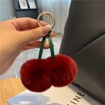 Меховой брелок &quot;вишенки&quot;,  цвет бордовый